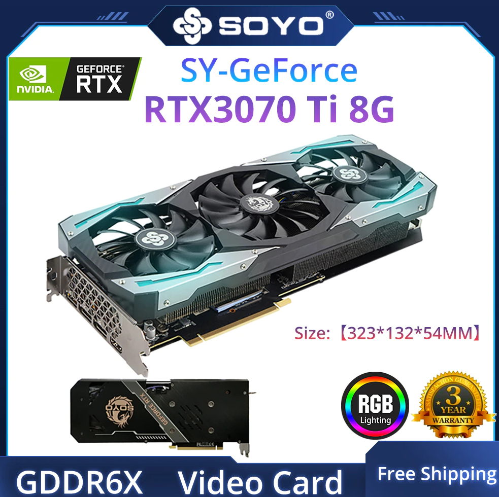 Видеокарта SOYO GeForce RTX3070 Ti, 8 ГБ